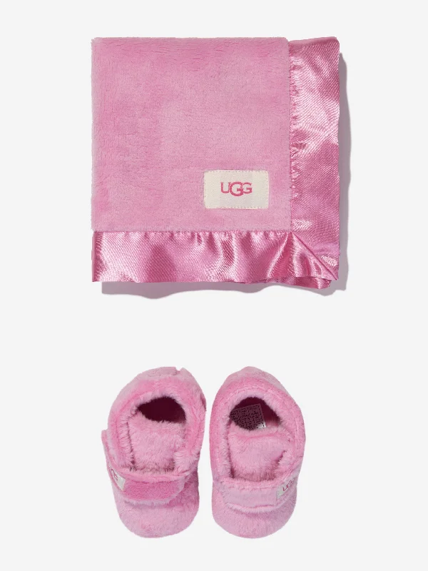 UGG Baby Girls Bixbee Booties And Blanket Gift Set