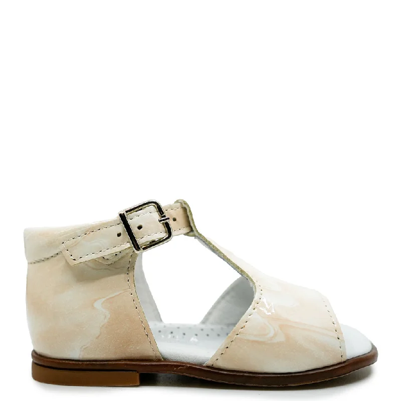 Beberlis Marble Patent T Strap Baby Sandal