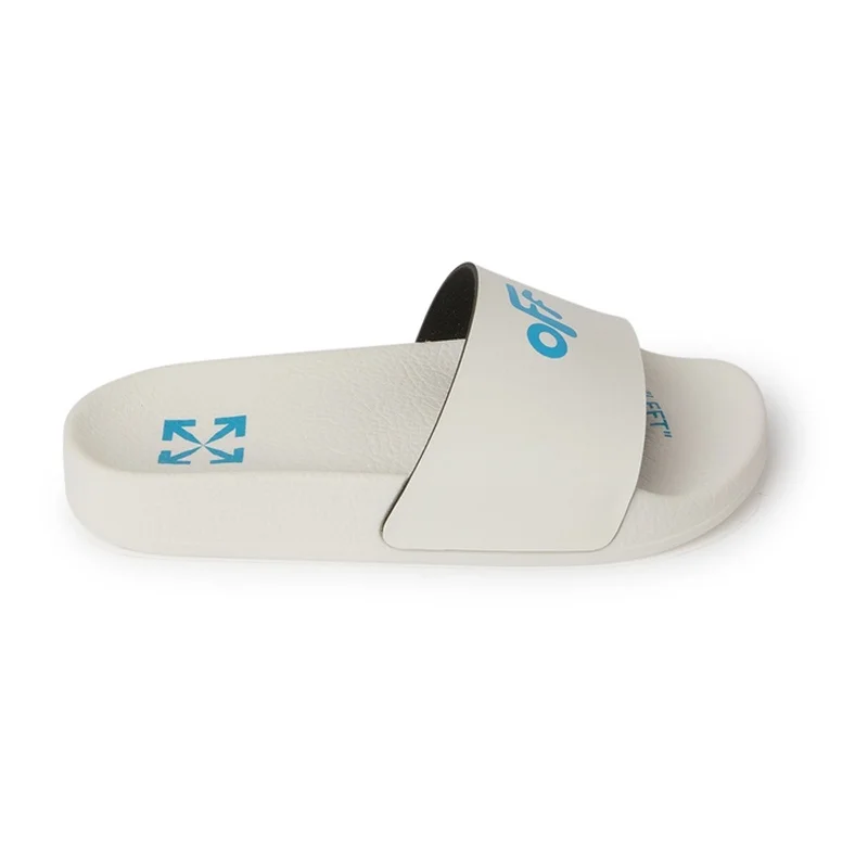 Beige & Blue Logo Pool Slides