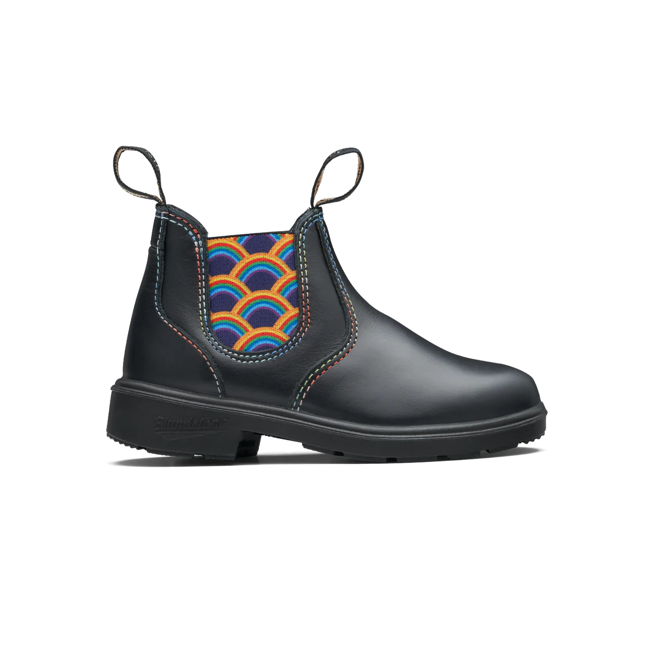 Blundstone Black With Rainbow Elastic Kids' Boot