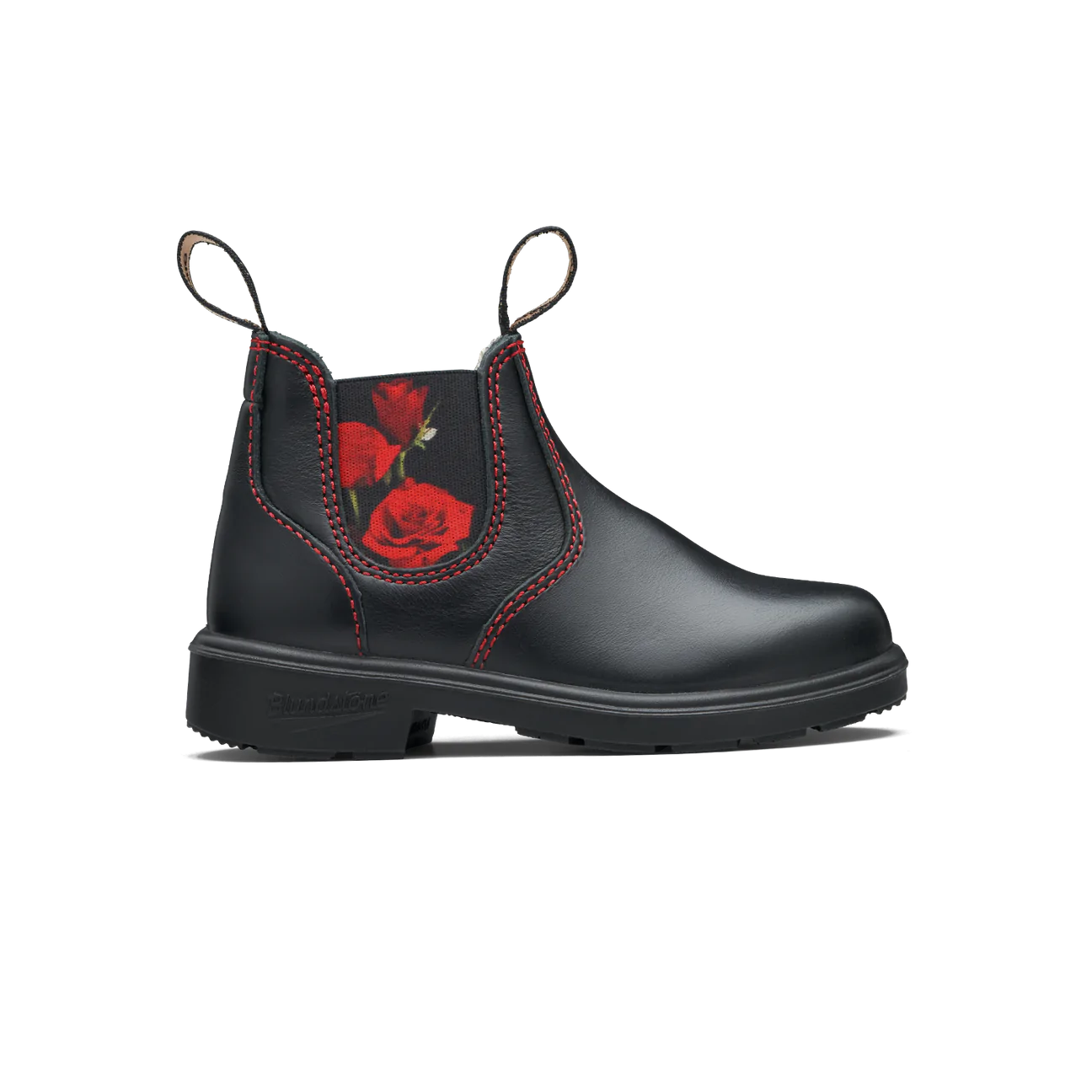 Blundstone Black With Red Rose Elastic Kids' Boot