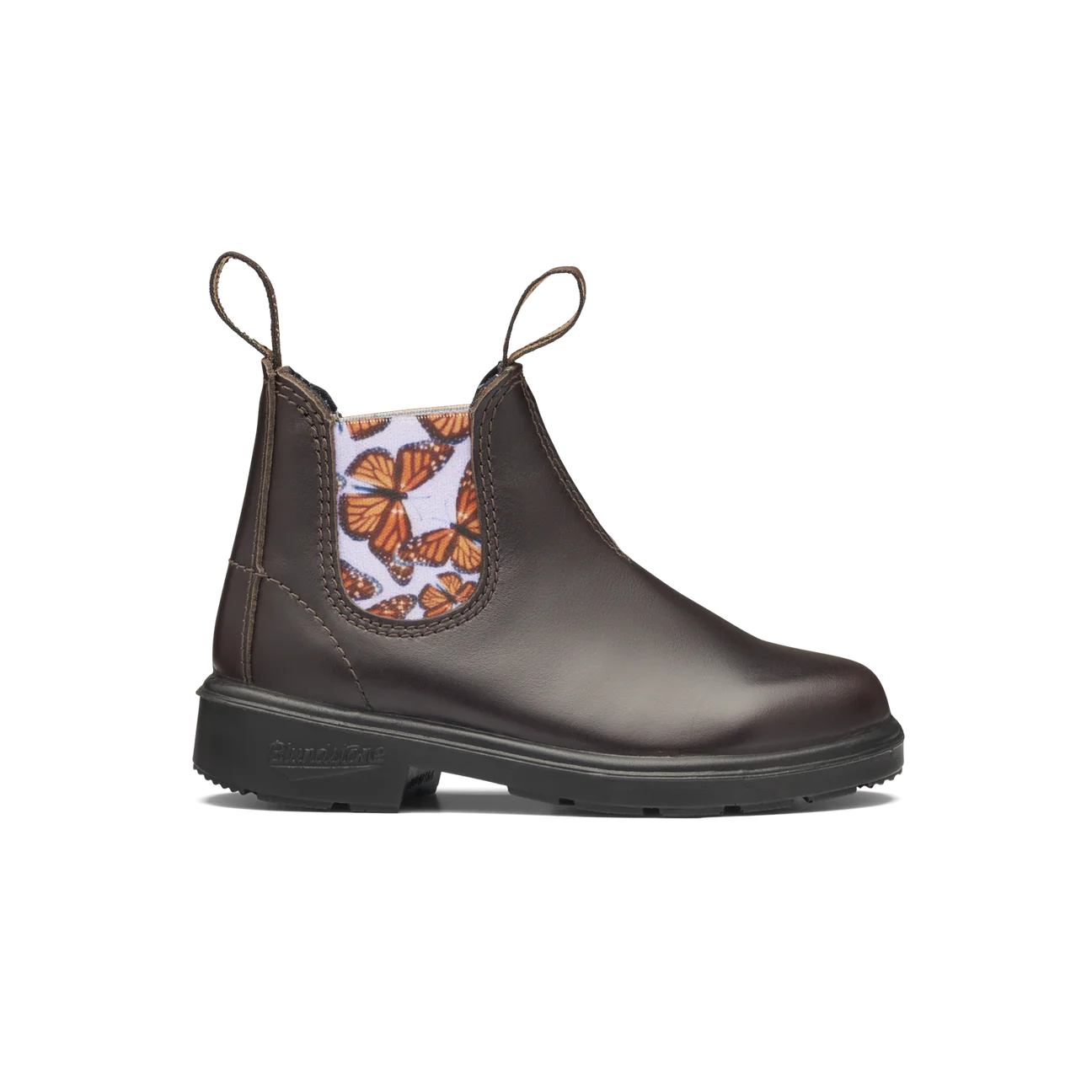 Blundstone Brown With Butterfly Lilac Elastic Kids' Boot