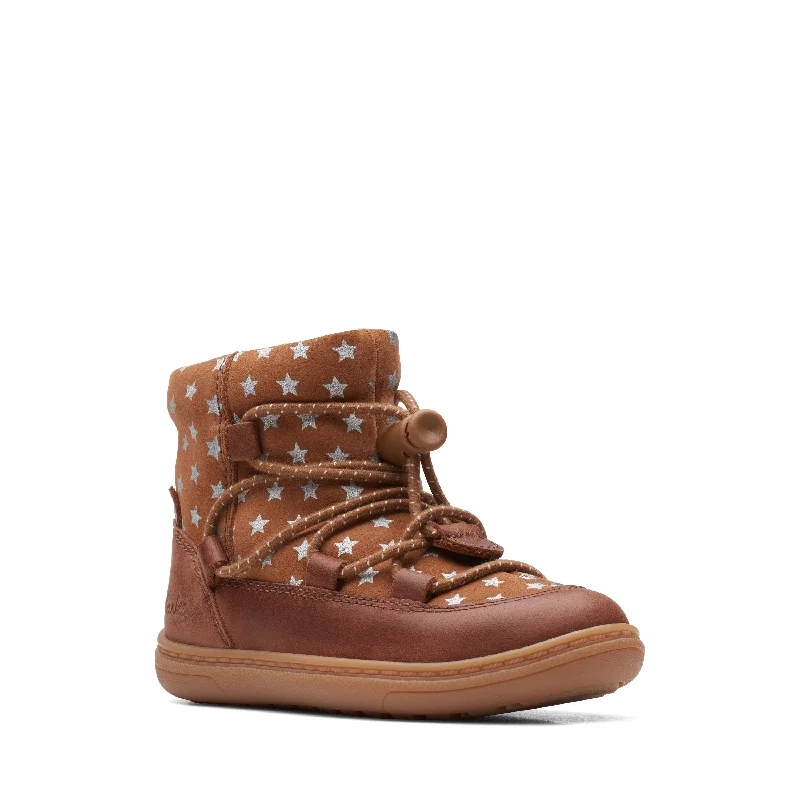 Clarks Flash Flash Girls Tan Star Boot