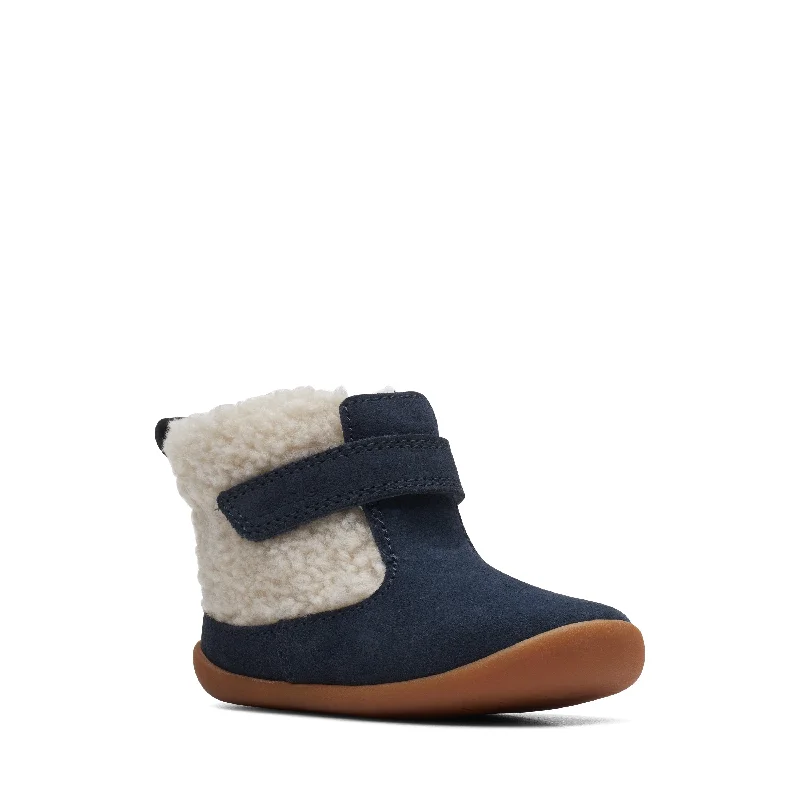 Clarks Roamer Moon Girls Navy Fleece Boot