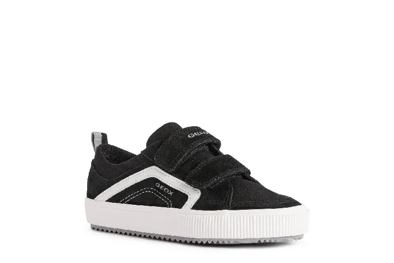 Geox Alonisso | Canvas & Suede Velcro Trainer | Black & White