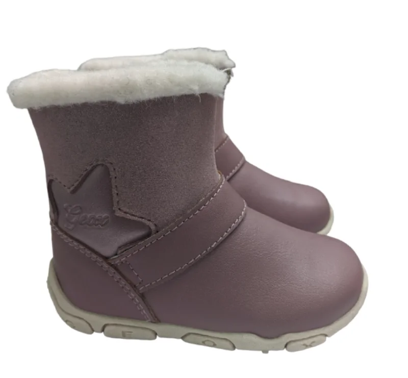 Geox B Balu' Dark Rose Leather Fur Lined kids Boots