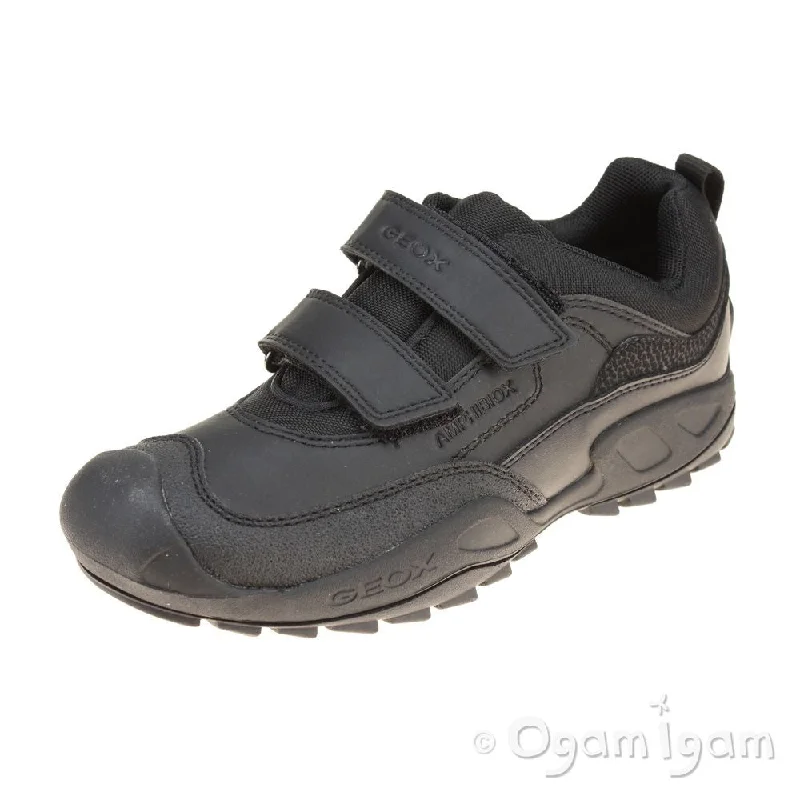 Geox Savage Boys Black Waterproof School Shoe