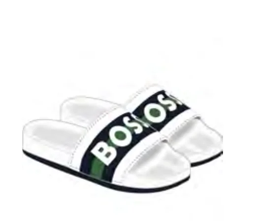 Hugo Boss White Logo Slide