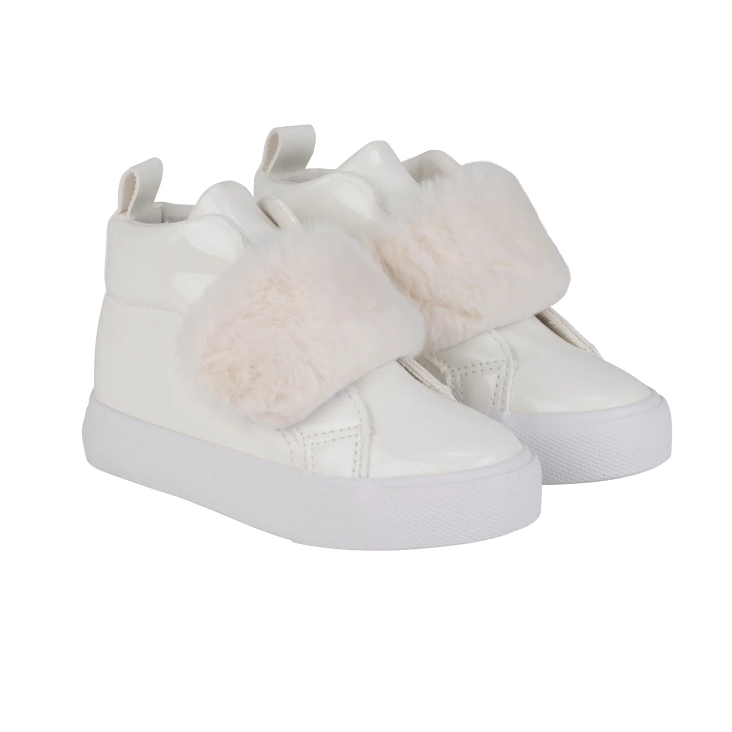 Little A - Faux fur strap high top, footwear, white