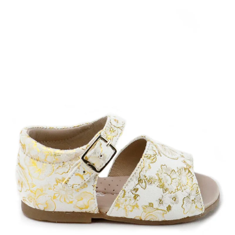 Papanatas Gold and White Floral Baby Sandal