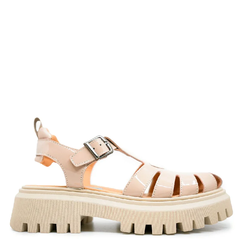 Rondinella Beige Patent Gladiator Chunky Sandal