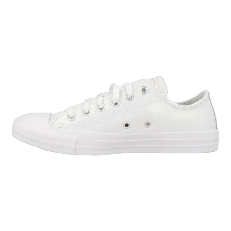 Converse Chuck Taylor All Star OX Kids' White Leather Shiny Sneakers