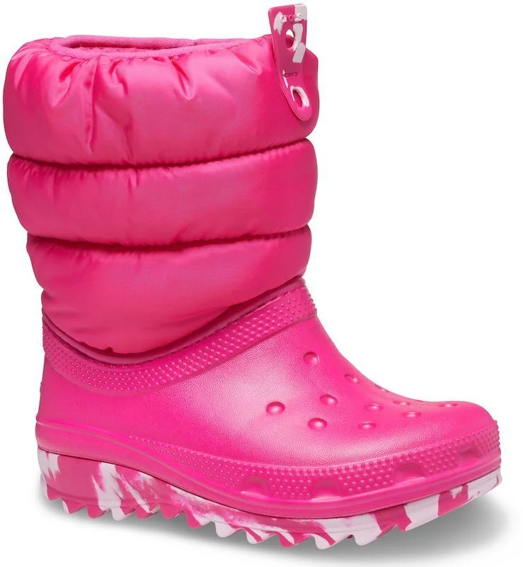 Crocs Classic Neo Puff 207684-6X0 Unisex Kids Pink Mid Calf Pull On Boots CRO87