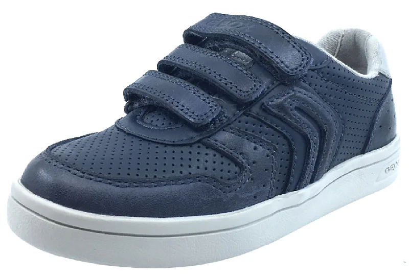 Geox Boy's DJ Rock 2 Navy Blue Triple Hook and Loop Sneaker