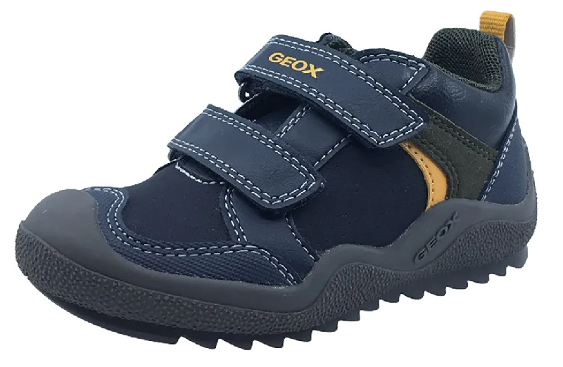 Geox Boy's J Artach Sneaker Shoes, Navy/Yellow