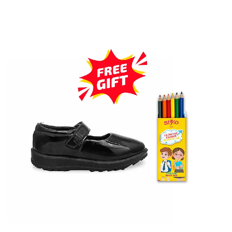 Girls Black School Shoes SK0050