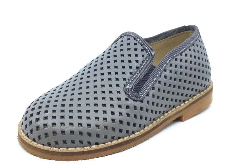 Luccini Basket Weave Grey Leather Smoking Loafer