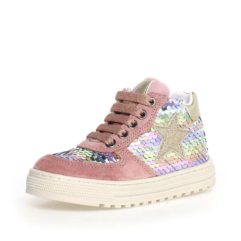 Naturino Girl's Hess High Zip Sneakers, Rose-Multi