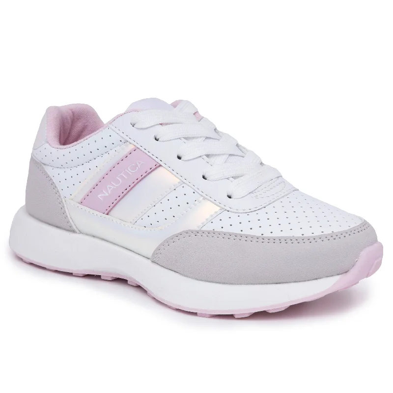 Nautica Girls' Holographic Lace-Up Sneaker