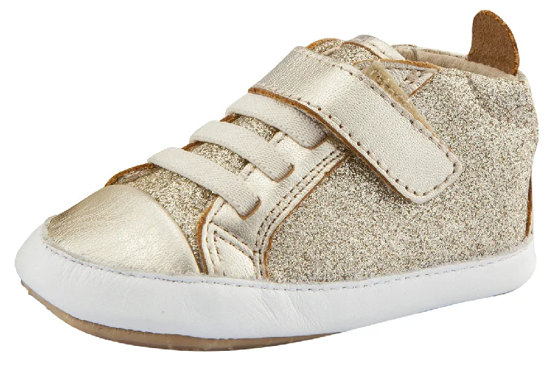 Old Soles Girl's and Boy's Cheer Glam Flexible Rubber First Walker Sneakers, Glam Gold