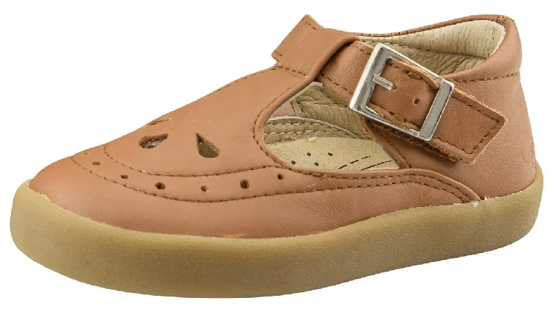 Old Soles Girl's 5011 Royal Shoe Premium LeatherT-Strap Sneaker Shoe, Tan