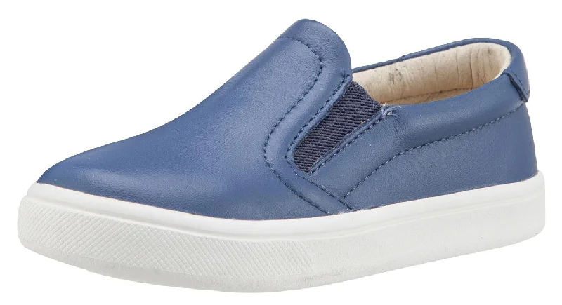 Old Soles Boy's & Girl's 6010 Dressy Hoff Denim Blue Leather Slip On Sneaker Shoe