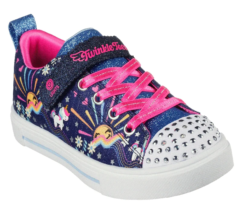 Toddler Girl's Twinkle Sparks Sneaker - Unicorn Sunshine - Navy | Skechers